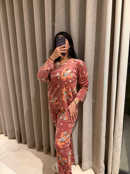 بيجاما نسائية قماش موبرة