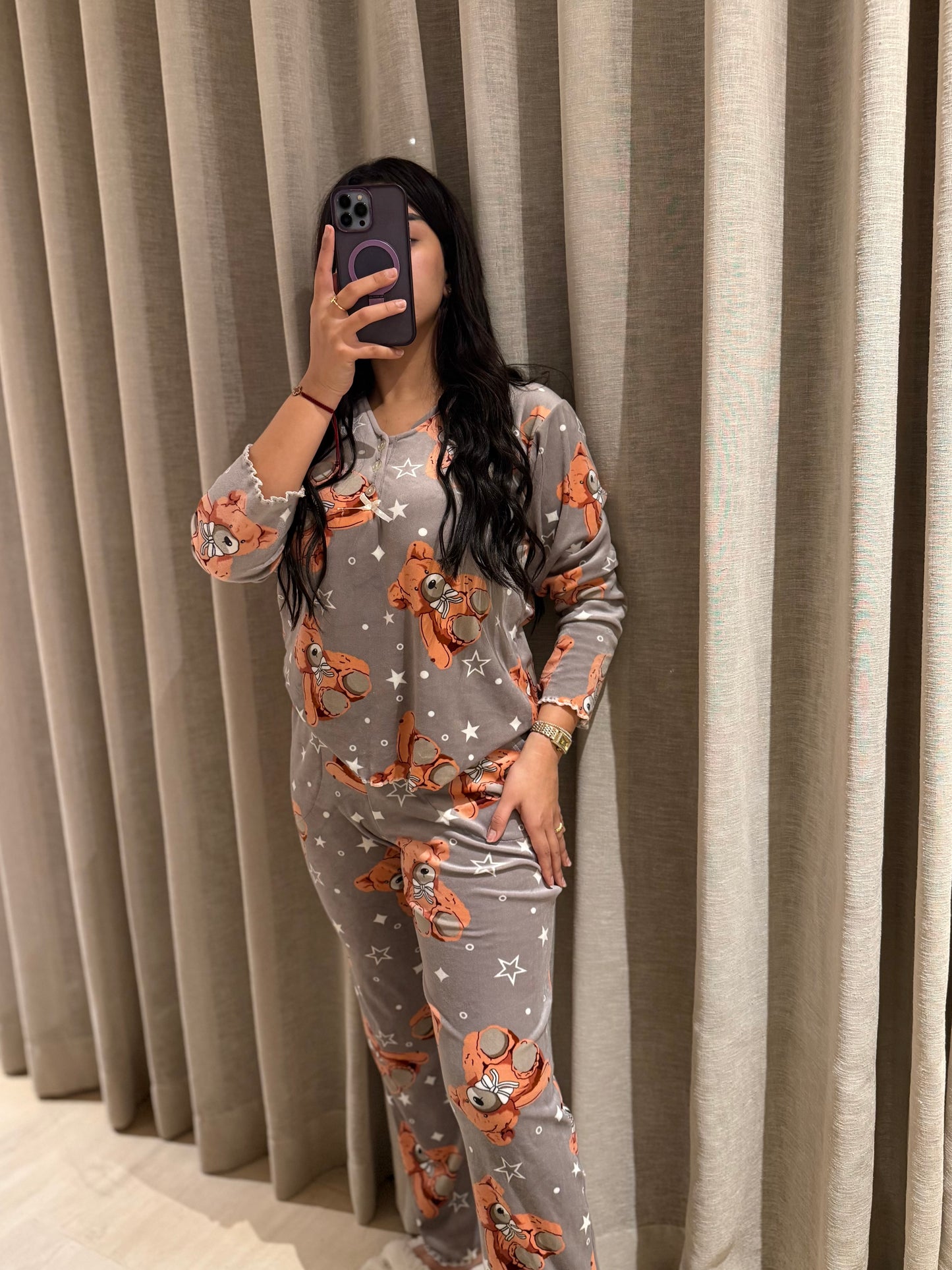 بيجاما نسائية قماش موبرة